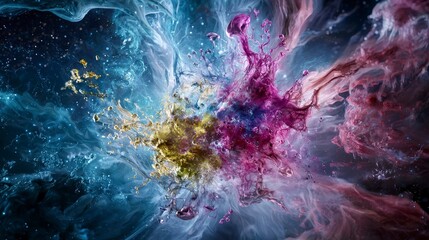 Aufkleber - Cosmic colors an interstellar migration journey through digital abstract art and imagination