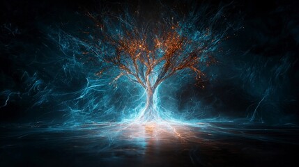 Poster - Surreal liminal space tree ethereal realm digital art fantasy environment conceptual view mysterious essence