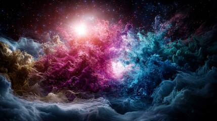Leinwandbilder - Surreal quantum space travel adventure cosmic nebula digital art vibrant universe high perspective imagination