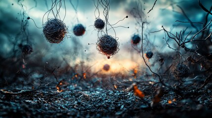 Poster - Surreal landscape of thoughts taking form dreamlike environment conceptual art mysterious atmosphere