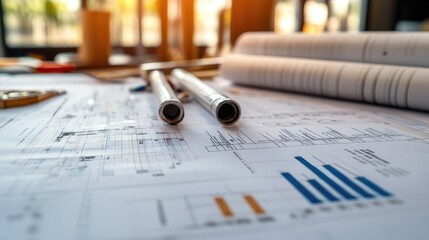 Poster - A photo-realistic financial planning board for a construction project, with detailed cost breakdowns and budget planning documents clearly displayed.