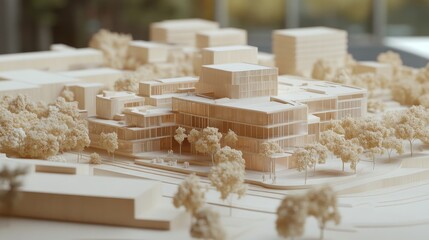 Poster - A photo-realistic maquette of a mixed-use development, capturing the integration of residential, commercial, and recreational spaces.