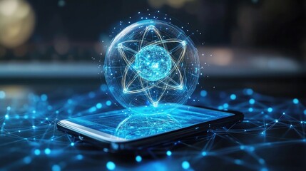 Poster - quantum leap, atomic structure on a smartphone screen