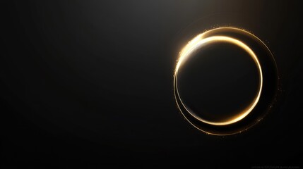 Poster - A stunning abstract golden circle light effect on a sleek black background, blending simplicity with a touch of radiance and sophistication