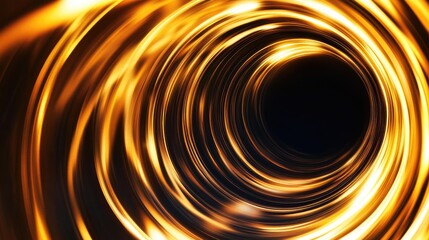 Poster - An abstract image of a golden circle light effect on a black background, creating a mesmerizing and dynamic visual display.