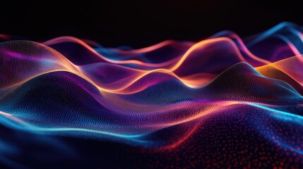 Poster - Vibrant and colorful wave patterns flow across a dark background, evoking the feel of music, parties, and modern technology.