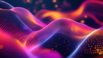 Poster - Vibrant and colorful wave patterns flow across a dark background, evoking the feel of music, parties, and modern technology.