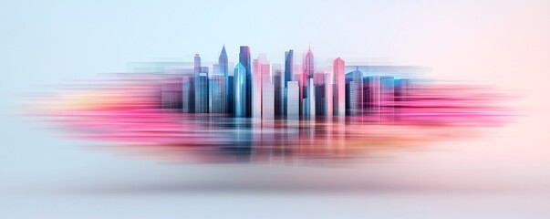 Poster - neon-infused mixed media cyber art, digital textures fused with acrylic paints, futuristic cityscape