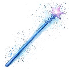 Sticker - Watercolor Magic Wand with Sparkling Star.