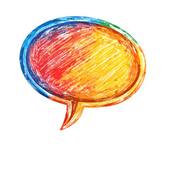 Poster - Colorful speech bubble with vibrant gradient design and texture