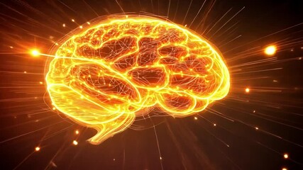 Poster - Glowing Brain: A stunning visualization of the human brain, illuminated with radiant energy and intricate connections, symbolizing intelligence, innovation, and the power of thought.