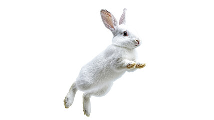 Wall Mural - White rabbit leaps in the air