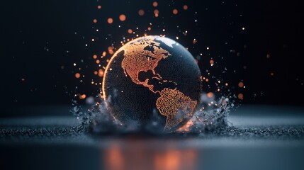 Poster - A network of interconnected data points forming a globe, symbolizing global data connections and insights.