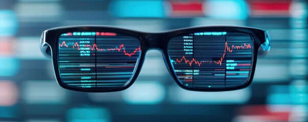 Poster - Data analysis event featuring smart glasses tech environment digital trends futuristic viewpoint