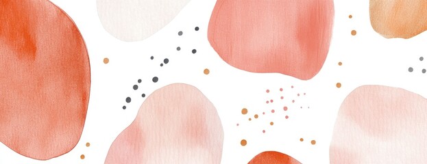 Poster - Abstract watercolor shapes, muted colors, confetti pattern