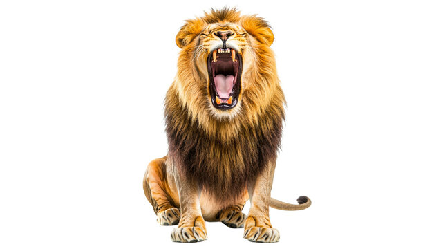 Majestic lion roaring with impressive presence