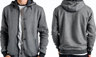 Grey Casual Jacket Mockup for Fashion Design