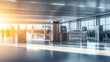 © Sawat - High-tech airport security area with sleek architecture and early morning light.