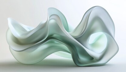 Wall Mural - Abstract swirling glass sculpture, studio, light background, design element