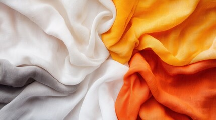 Poster - Elegant Fabric Folds in Gradient Shades of Orange Gray and White
