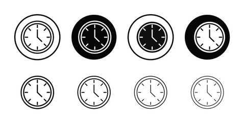 Clock icon Vector flat thin line illustration