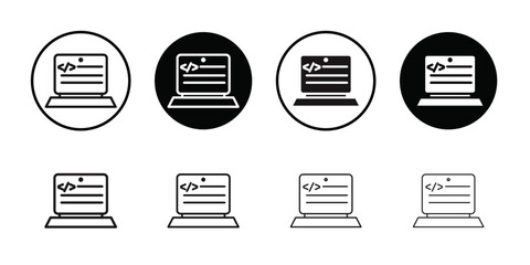 coding program icon Vector flat thin line illustration