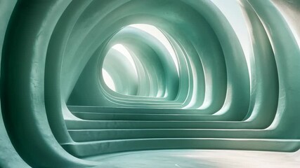 Poster - Futuristic circular staircase with soft lights and organic patterns