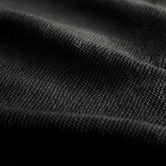 Leinwandbilder - Dark Textured Fabric Close-Up: Detailed Shot of a Woven Material with Soft Folds and Intricate Weave Patterns.