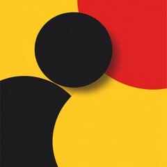 Poster - Geometric Composition with Black, Red and Yellow Circles on Textured Surface.