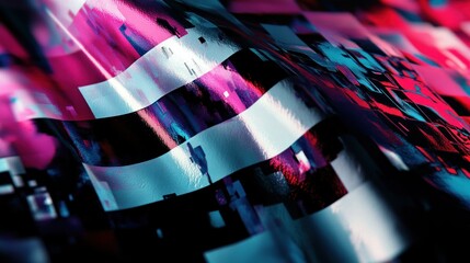 Poster - Abstract digital wave patterns in vibrant colors creating a dynamic visual experience