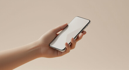 Poster - Smartphone in hand. Hand holding smartphone with blank screen. Smartphone mockup in hand