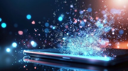 Poster - Futuristic Digital Burst of Luminous Energy and Motion Representing Disruptive Innovation and Transformation