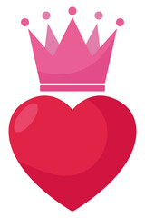 Wall Mural - Crown with love flat icon isolated on white background.