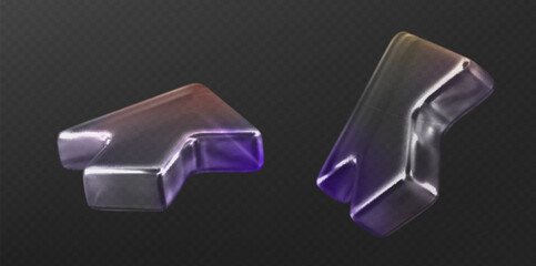 Poster - Glass 3d cursors with purple gradient glow - polished arrow shapes on dark background. Modern web interface pointers with crystal texture. Elegant navigation elements with iridescent lighting effects.