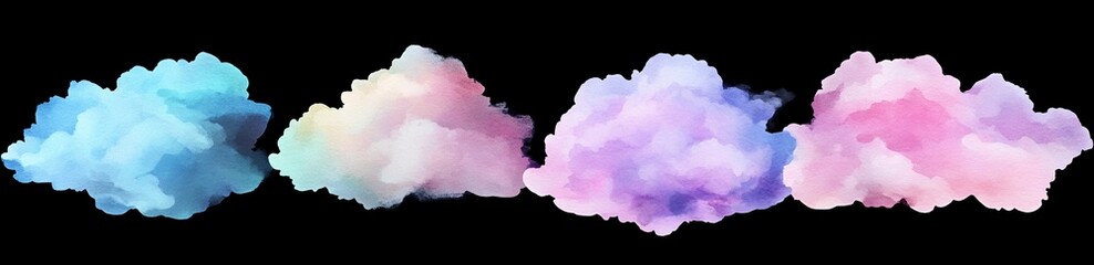 Pastel cloudscape digital art, dark background, design element