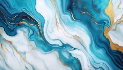 Aufkleber - luxury fluid marble texture with turquoise, white, and gold veins, abstract liquid art for backgrounds, prints, and decor

