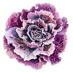 Wall Mural - Ornamental cabbage isolated on white background. Close-up.