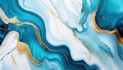 Aufkleber - luxury fluid marble texture with turquoise, white, and gold veins, abstract liquid art for backgrounds, prints, and decor

