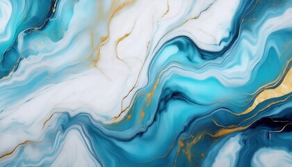 Aufkleber - luxury fluid marble texture with turquoise, white, and gold veins, abstract liquid art for backgrounds, prints, and decor

