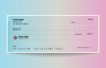  Gradient blank check template, blank check, bank cheque design, vector format
