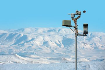 Wall Mural - weather station automatic measurement of weather parameters with blue sky