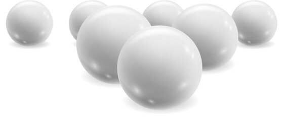 Poster - glossy white spheres creating an abstract composition on a clean white background, evoking a sense o