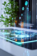 Poster - Futuristic Digital Interface with Data Visualization