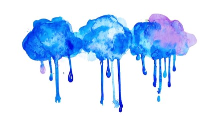 Wall Mural - Abstract Watercolor Clouds with Dripping Paint Effect.