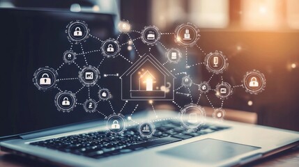 Poster - Smart Home Technology Concept with Digital Network Connections