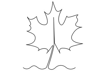 Poster - Continuous one line drawing of Leaf outline vector art illustration isolated on white background
