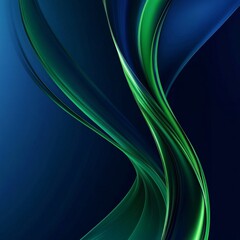 Leinwandbilder - Elegant Abstract: Deep Blue and Emerald Green Curving Lines Creating a Fluid, Modern Art Composition