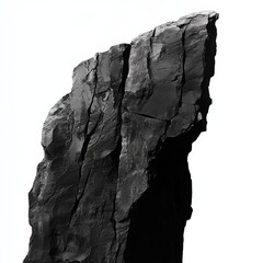 Poster - Monochrome Majesty: A Striking Silhouette of a Rocky Outcrop Against a Stark White Background.