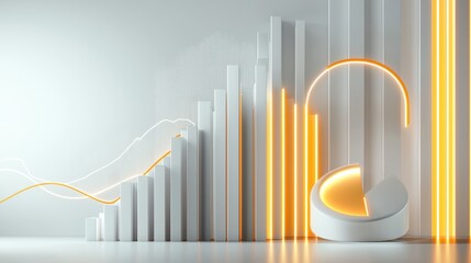 Poster - Glowing Digital Infographic Graph Depicting Business Analytics and Financial Progress
