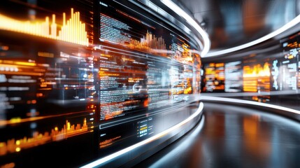 Poster - Futuristic Digital Data Visualization and Information Technology Background